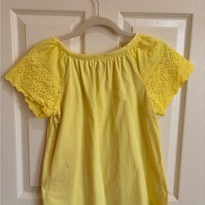 Cat & Jack Bright Yellow Cotton Top with Gathered Neckline Size Small